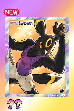 5_fingers anthro black_arms black_body black_ears black_fingers black_fur black_hands black_tail bottomwear claws clothed clothing finger_claws fingers fully_clothed fur purple_clothing purple_shirt purple_topwear shirt sleeveless_shirt solo tail topwear yellow_body yellow_ears yellow_tail dahecksajerry nintendo pokemon eeveelution generation_2_pokemon pokemon_(species) umbreon