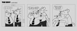 2023 anthro barnem belly bottomwear clothing comic dialogue duo embrace english_text hi_res hug hugging_from_behind male mammal monochrome murid murine necktie overweight overweight_male pants rat rodent shirt text tired topwear