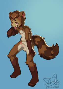 adolescent anthro balls biped brown_body brown_fur claws countershade_fur countershade_torso countershading erection foreskin fur fur_tuft genitals glans gloves_(marking) humanoid_genitalia humanoid_penis kemono knee_tuft leg_markings leg_tuft logo male male_anthro markings nude nude_anthro nude_male penis shota socks_(marking) solo tail text three-quarter_view tongue tongue_out tuft young young_anthro young_male gangmung vance_(zephyrnok) mammal procyonid raccoon 2020 absurd_res artist_logo cel_shading dated digital_drawing_(artwork) digital_media_(artwork) english_text handwritten_text hi_res shaded