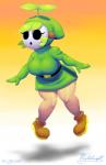 belt big_breasts breasts butt clothing female footwear hoodie leaf mask not_furry shoes solo topwear wide_hips mataknight mario_bros nintendo flyguy human mammal shyguy featureless_(disambiguation) full-length_portrait hi_res portrait