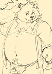 absurd_res anthro asian_clothing belly bulge canid canine canis clothing domestic_dog east_asian_clothing fundoshi hi_res japanese_clothing lifewonders live_a_hero male mammal navel nipples nordic_sled_dog ogumagood overweight samoyed sketch solo spitz underwear yohack