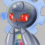 blush female pink_eyes red_sclera solo unknown_artist nintendo pokemon generation_7_pokemon legendary_pokemon magearna pokemon_(species) 1:1 2016