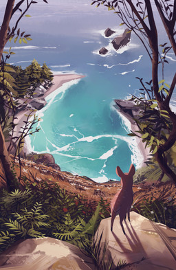 ambiguous_gender feral fur grass hair inner_ear_fluff leaf multicolored_body multicolored_fur outside plant quadruped rock seaside short_hair solo spots tail tree tuft water wave itsdanfango ansel_(itsdanfango) deer mammal 2017 absurd_res hi_res