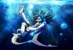 4_toes anthro black_hair blue_eyes breasts clothed clothing feet female fin hair non-mammal_breasts smile solo tail toes underwater water neotheta theta_(neotheta) fish marine shark 2014 hi_res