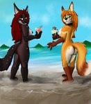 ambiguous_gender anthro beach breasts butt duo female fur green_eyes imminent_vore looking_at_viewer nipples nude outside red_eyes sea seaside size_difference tropical_beverage water uwo5 autumn_(praexon) dalia_(uwo5) canid canine fox mammal mouse murid murine rodent 2023 digital_drawing_(artwork) digital_media_(artwork) hi_res shaded