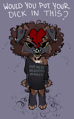 afro anthro boyloli chibi clothed clothing collar curly_hair dirty hair highlights_(coloring) looking_at_viewer looking_up male multiple_piercings off_shoulder piercing solo tail tail_motion tailwag young young_anthro werehouse lobo_(werehouse) arthropod canid canine canis domestic_dog flea hybrid insect mammal wolfdog absurd_res hi_res