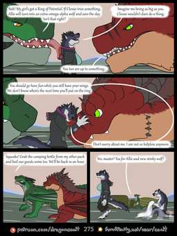 anthro barefoot black_clothing black_coat black_horn black_topwear bottomwear brown_mane clothing coat dialogue drying face_hugging facial_spikes feet female feral fur furaffinity_logo giving_orders green_body green_eyes green_scales grey_body grey_fur group hand_on_nose holding_object holding_towel horn jaw_spikes larger_feral licking licking_another male mane membrane_(anatomy) membranous_wings orange_eyes outside overbite page_number pants patreon_logo purple_eyes ragged_clothing red_body red_eyes red_fur scales sitting sitting_on_ground size_difference smaller_anthro speech_bubble spikes spikes_(anatomy) suspicious tan_body tan_fur text tongue topwear towel wings rimentus european_mythology furaffinity mythology patreon allie_(rimentus) coalt kharl_(rimentus) scylla_(rimentus) squeaks_(rimentus) canid canine canis dragon furred_dragon furred_scalie kobold mammal mythological_creature mythological_scalie scalie western_dragon wolf comic english_text hi_res url brother_(lore) brother_and_sister_(lore) sibling_(lore) sister_(lore)