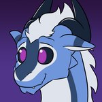 blue_body boop horn male nose_boop purple_background purple_eyes simple_background snout solo xanthor mythology xanthor_(character) dragon mythological_creature mythological_scalie scalie 1:1 animated short_playtime