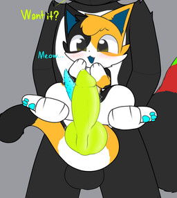 animal_genitalia animal_penis anthro anthro_on_feral balls bestiality big_penis blue_penis bodily_fluids canine_genitalia canine_penis carrying_another carrying_partner duo feline_genitalia feline_penis feral genital_slit genitals green_penis holding_partner knot knotted_penis larger_male long_tail looking_at_genitalia looking_at_penis machine male male/male male_anthro multicolored_body open_mouth pawpads paws penile_spines penis sheath simple_background size_difference smaller_male tail tail_around_penis tail_fetish tail_play talking_to_another talking_to_partner tapering_penis throbbing throbbing_penis hikiwi pappy_(hikiwi) calico_cat canid canine canis domestic_cat domestic_dog felid feline felis mammal robot colored digital_media_(artwork) hi_res