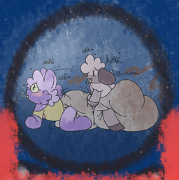 anthro big_diaper diaper diaper_bulge duo feces female humping male male/female soiled_diaper soiling sound_effects unclean_diaper used_diaper sheepypoof bovid caprine lagomorph leporid mammal rabbit sheep hi_res
