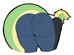 anthro bent_over big_butt blonde_hair bottomwear butt clothing denim denim_bottomwear denim_clothing female green_body green_scales hair horn huge_butt jeans pants rear_view scales solo tail thick_thighs wide_hips digitalpelican mythology sasha_(digitalpelican) dragon mythological_creature mythological_scalie reptile scalie 2023