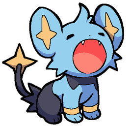 ambiguous_gender black_body black_fur blue_body blue_fur cute_fangs digitigrade eyes_closed fangs feral fur open_mouth solo tail teeth tuft plumflavor nintendo pokemon pop_cat generation_4_pokemon pokemon_(species) shinx 2025 digital_media_(artwork) meme