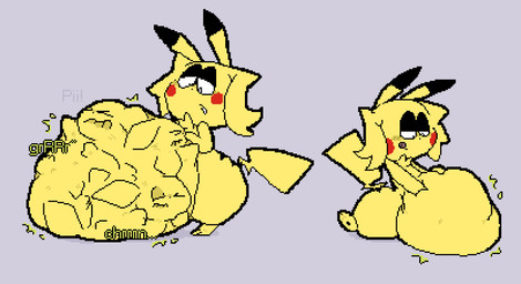 >_< after_vore ambiguous_gender ambiguous_prey anthro anthro_pred before_and_after belly belly_on_ground belly_reduction belly_squish big_belly biped black_ear_tips black_eyelids black_nose bloated blonde_hair blush blush_lines bodily_noises cheek_blush cheek_spots churn clenched_eyes closed_smile digestion digestion_noises dipstick_ears dot_nose ear_markings eyes_closed eyes_mostly_closed face_imprint fatal_vore feet frown fully_inside fur green_text hair half-closed_eyes hand_imprint hand_on_belly hand_on_own_belly huge_belly imprint larger_pred licking licking_lips licking_own_lips lidded_eyes lightning_tail looking_at_belly looking_at_own_belly looking_at_self looking_down looking_down_at_belly looking_down_at_self looking_well-fed male male_anthro male_pred monotone_arms monotone_background monotone_hands motion_lines mouth_closed multicolored_ears multiple_prey narrowed_eyes pokemon_speak rumbling_stomach satisfied semi-anthro side_mouth side_view simple_background sitting sitting_on_ground size_difference small_feet smile smirk soft_vore solo sound_effects squish standing striped_back struggling struggling_prey tail text thick_thighs tongue tongue_out two_tone_ears unseen_prey unwilling_prey vore vowelless vowelless_sound_effect wide_hips worried yellow_arms yellow_body yellow_ears yellow_face yellow_feet yellow_fur yellow_hands yellow_legs meatcanister nintendo pokemon daniel_(meatcanister) generation_1_pokemon generation_2_pokemon mammal pichu pikachu pokemon_(species) rodent 2026 digital_media_(artwork) english_description full-length_portrait hi_res pixel_(artwork) portrait