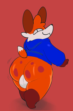balls big_butt bottomless butt clothed clothing genitals hoodie hoodie_only looking_at_viewer looking_back male rear_view smile smiling_at_viewer smirk smirking_at_viewer smug_face solo three-quarter_view topwear topwear_only walking tacogatooooo soups_(superiorfox) canid canine fox mammal 2024 digital_media_(artwork) full-length_portrait hi_res portrait source_request unavailable_at_source