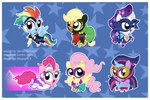 blue_body blue_feathers blue_fur border chibi feathered_wings feathers female feral fur group hair horn multicolored_hair purple_body purple_fur purple_hair rainbow_hair two_tone_hair white_border wings stepanda friendship_is_magic hasbro my_little_pony mythology applejack_(mlp) fluttershy_(mlp) pinkie_pie_(mlp) rainbow_dash_(mlp) rarity_(mlp) twilight_sparkle_(mlp) earth_pony equid equine horse mammal mythological_creature mythological_equine pegasus pony unicorn 2014 hi_res