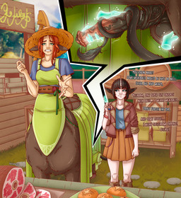 animal_genitalia animal_penis balls black_hair blue_eyes bottomwear brown_body brown_fur clothing dress duo equine_genitalia equine_penis female food freckles fur genitals green_eyes gynomorph hair handjob hat headgear headwear hooves horn intersex intersex/female jacket looking_at_viewer magic_arm magic_hands meat penile penis public_erection red_hair sex skirt smile stealth_tailjob tail tail_around_penis tail_fetish tail_play tail_sex tailjob text topwear vein veiny_penis zuckergelee european_mythology greek_mythology mythology centaur equid equid_taur humanoid humanoid_taur mammal mammal_taur taur 2025 absurd_res english_text hi_res