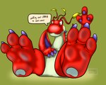 3_fingers 3_toes anthro barefoot claws feet female fingers foot_focus red_body soles solo toes randytheartdog mario_bros mythology nintendo paper_mario paper_mario:_the_thousand_year_door hooktail dragon mythological_creature mythological_scalie scalie 5:4 hi_res