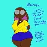 anthro big_butt brown_body brown_fur butt eyewear female fur glasses intersex nerd solo text thick_thighs cookinpizzaart 1:1 absurd_res english_text hi_res