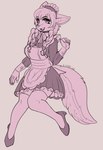 anthro braided_hair clothing digitigrade female hair maid_uniform uniform kiit0s moqui_(sclimshady) canid canine canis coyote mammal digital_media_(artwork) hi_res