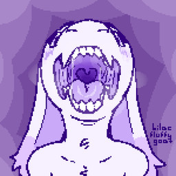 anthro bodily_fluids breath chest_tuft drooling fangs female fluffy long_ears mouth_shot neck_tuft open_mouth purple_tongue saliva saliva_string snout solo teeth throat tongue tuft uvula lilacfluffygoat lilac_(lilacfluffygoat) boss_monster_(undertale) bovid caprine goat mammal 1:1 aliasing binary_drawing digital_drawing_(artwork) digital_media_(artwork) trans_(lore) trans_woman_(lore)