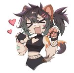 4_fingers accessory anthro black_hair breasts claws clothed clothing female fingers fishnet_clothing fully_clothed fur hair hair_accessory hairclip handpaw heart_symbol highlights_(coloring) kemono midriff open_mouth open_smile orange_spots pawpads paws pink_pawpads smile solo spots stickers_on_body white_body white_fur bitterk4t domestic_cat felid feline felis mammal 2022 digital_drawing_(artwork) digital_media_(artwork) half-length_portrait hi_res portrait