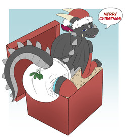 ageplay anthro armwear big_diaper christmas_clothing christmas_headwear clothed clothing diaper gradient_background grey_body grey_tail grey_wings hat headgear headwear holidays horn infantilism legwear looking_at_viewer male male_anthro membrane_(anatomy) membranous_wings narrowed_eyes open_mouth red_armwear red_clothing red_legwear roleplay santa_hat simple_background solo speech_bubble tail teeth text wearing_diaper white_diaper wings hardscales christmas mythology dragon mythological_creature mythological_scalie scalie english_text hi_res