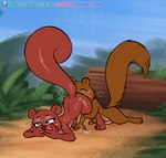 anthro ass_up bodily_fluids brown_body brown_fur cunnilingus dripping duo female fluffy fluffy_tail fur genital_fluids genitals male male/female nude nude_anthro nude_female nude_male oral outside penis plant pussy_juice_drip red_body red_fur sex shrub sweat sweatdrop tail vaginal vaginal_fluids soulcentinel disney the_sword_in_the_stone arthur_pendragon hazel_(the_sword_in_the_stone) mammal rodent sciurid tree_squirrel 2025 hi_res