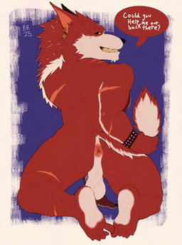 anthro anus backsack balls butt dialogue ear_piercing feet genitals looking_at_viewer looking_back male nude piercing presenting presenting_anus presenting_hindquarters raised_tail scar simple_background smile smiling_at_viewer solo tail text radiumraccoon epic_games fortnite fortnite:_battle_royale mythology lycan_west_(fortnite) canid canine mammal mythological_canine mythological_creature werecanid werecanine werecreature werewolf absurd_res digital_media_(artwork) english_text hi_res