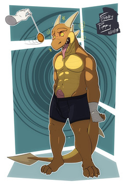 ambiguous_gender anthro bodily_fluids clock clothing cross-eyed disembodied_hand drooling duo erection glowing glowing_eyes horn hypnosis male male/ambiguous mind_control navel open_mouth pendulum ringed_eyes saliva smile solo_focus standing submissive submissive_male tail tongue tongue_out underwear watch frostypuppy mythology dractaco dragon mythological_creature mythological_scalie scalie 2017 alternate_version_at_source dated hi_res signature