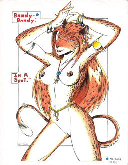 ankh anthro breasts countershading cross female genitals hair jewelry nipples nude raised_arm simple_background solo tail vulva white_background max_blackrabbit felid leopard mammal pantherine 1995 colored_pencil_(artwork) mixed_media pen_(artwork) traditional_media_(artwork)
