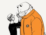 anthro clothing dot_eyes duo face_mask hat headgear headwear humanoid_hands male shirt simple_background slightly_chubby tattoo topwear beeprlae16 one_piece bepo_(one_piece) trafalgar_law bear human mammal minkmen_(one_piece) polar_bear ursine 2020