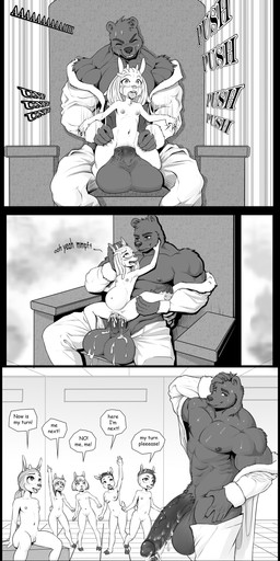 abdominal_bulge abs age_difference anthro anthro_on_anthro anthro_penetrated anthro_penetrating anthro_penetrating_anthro areola balls biceps big_balls big_penis blush bodily_fluids breast_size_difference breasts chair chair_position cheek_tuft clitoris clothed clothing cum cum_from_vagina cum_in_vagina cum_inflation cum_inside cum_on_penis deep_penetration drooling eye_roll facial_tuft feet female female_penetrated flat_chested foreskin frenum_ladder frenum_piercing from_behind_position fucked_silly furniture genital_fluids genital_piercing genitals glans group harem huge_balls huge_penetration huge_penis humanoid_genitalia humanoid_penis inflation ladder_piercing large_penetration larger_male leaking_cum leg_grab long_penis looking_pleasured male male/female male_penetrating male_penetrating_female muscular muscular_anthro muscular_male nipples nude older_male open_mouth orgasm pecs penetration penile penile_penetration penis penis_in_vagina penis_piercing piercing saliva sex sitting size_difference smaller_female smaller_penetrated soles speech_bubble stretched_vagina sweat tail tears teeth thick_penis throne tight_fit tongue tongue_out tuft vaginal vaginal_penetration vein veiny_penis vulva wide_eyed young young_anthro young_female young_penetrated younger_female younger_penetrated eldiman bear deer mammal absurd_res digital_media_(artwork) hi_res monochrome incest_(lore)