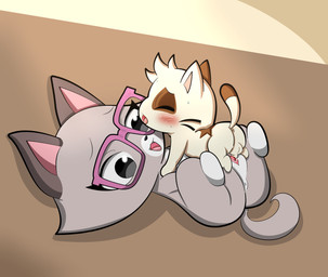 age_difference anus balls black_eyes bodily_fluids brown_body brown_fur cute_fangs duo eye_markings eye_patch_(marking) eyes_closed eyewear facial_markings fangs female female_feral female_penetrated feral feral_on_feral feral_penetrated feral_penetrating feral_penetrating_feral from_front_position fur genitals glasses grey_body grey_fur head_markings larger_female larger_feral larger_penetrated leg_markings lying male male/female male_feral male_on_top male_penetrating male_penetrating_female markings missionary_position older_female older_penetrated on_back on_top open_mouth patch_(marking) penetration penis pink_eyewear pink_glasses pink_inner_ear sex size_difference small_dom_big_sub smaller_feral smaller_male smaller_on_top socks_(marking) star_(marking) sweat tan_body tan_fur tapering_penis teeth tongue tongue_out vaginal vaginal_penetration vulva whiskers young younger_dom_older_sub younger_male younger_on_top mirashefreak03 the_gamercat glitch_(the_gamercat) pixel_(the_gamercat) domestic_cat felid feline felis mammal