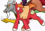 animal_genitalia animal_penis anthro balls duo feathered_wings feathers feral genitals genitals_shrinking male male/male open_mouth penis penis_shrinking red_eyes simple_background white_background wings rotten_owl friendship_is_magic hasbro my_little_pony mythology big_macintosh_(mlp) discord_(mlp) chimera draconequus earth_pony equid equine horse mammal mythological_creature mythological_equine pony hi_res traditional_media_(artwork)