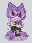 ambiguous_gender big_ears bread brown_body brown_fur confusion food fur neck_tuft pose sitting solo tuft yellow_sclera tad nintendo pokemon generation_6_pokemon mammal noibat pokemon_(species) absurd_res hi_res pinup