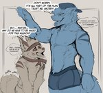 anthro blush boxer_briefs bulge clothing comic_panel duo hat headgear headwear homophobic_slur looking_at_another male male/male praise_kink scarf size_difference speech_bubble tail tail_motion tailwag text underwear terryskaii_(artist) anothereidos_of_dragon_vein_r amorey canid canine canis domestic_dog kobold mammal scalie absurd_res english_text hi_res sketch spanish_text