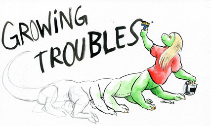 10_legs 3_toes 4_fingers barefoot blonde_hair bottomless claws clothed clothing feet female fingers green_body hair long_hair multi_leg multi_limb no_sclera orange_eyes paint_bucket painting_(action) simple_background solo straight_hair tail tapering_tail text toes unfinished_background white_background young cervelet liz_(growing_troubles) lizard lizard_taur long_taur reptile reptile_taur scalie scalie_taur taur 2019 cover cover_art cover_page english_text guide_lines handwritten_text hi_res painting_(artwork) signature traditional_media_(artwork) traditional_painting_(artwork) traditional_watercolor_(artwork) watercolor_(artwork) daughter_(lore)