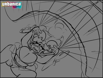 anthro big_breasts big_butt breasts butt butt_focus curvy_figure female jumping looking_back open_mouth panda_ears panda_tail parachute shortstack side_boob skydiving solo thick_thighs tongue tongue_out wide_hips urbanica bear giant_panda mammal line_art sketch