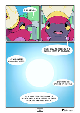 ambiguous_gender chair clothing dialogue feral furniture hat headgear headwear looking_at_viewer mitre plant pope religious_clothing religious_headwear side_view sitting solo sun text tree muzzzzz nintendo pokemon generation_5_pokemon pokemon_(species) scolipede absurd_res comic english_text hi_res male_(lore)