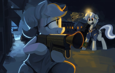 alternate_universe armor bodily_fluids clothed clothing crying dress duo female feral floppy_ears grenade_launcher gun hair handgun horn magic multicolored_hair pip-boy pistol ranged_weapon sad smile tears telekinesis town two_tone_hair vault_suit weapon dimfann fallout fallout_equestria foe:_the_things_we've_handed_down friendship_is_magic hasbro microsoft my_little_pony mythology fan_character leaky_faucet_(datte-before-dawn) plum_pudding_(datte-before-dawn) earth_pony equid equine horse mammal mythological_creature mythological_equine pony unicorn absurd_res crossover hi_res