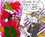 anthro aura birthday duo femboy humor imminent_bondage power rope scared tail text ravecchia johnsergal_(character) ruka_the_fox_(character) canid canine fox mammal sergal 6:5 english_text brother_(lore) sibling_(lore)