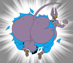 5_fingers anthro backsack balls big_balls big_butt bottomwear butt claws clothing ear_piercing fangs fingers footwear genitals huge_butt hyper hyper_butt jewelry looking_back male open_mouth pants perineum piercing purple_balls purple_body purple_perineum raised_tail rear_view shoes solo surprised tail teeth tongue torn_bottomwear torn_clothing torn_pants wardrobe_malfunction reagan700 dragon_ball dragon_ball_super beerus domestic_cat felid feline felis mammal 2025 hi_res