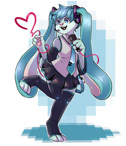 4_fingers alternate_species anthro blue_eyes bottomwear clothed clothing electronics female fingers furrification green_hair hair headgear headphones headset heart_symbol holding_microphone holding_object legwear long_ears microphone necktie on_one_leg open_mouth shirt skirt solo standing tail tail_under_skirt thigh_highs topwear seidurs_(artist) vocaloid hatsune_miku lagomorph leporid mammal rabbit 2016 hi_res