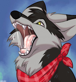 bodily_fluids fangs feral fur male mouth_shot open_mouth red_bandana saliva simple_background snout solo teeth tongue tongue_out vore iceri canid canine canis domestic_dog mammal hi_res