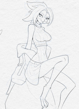 anthro beak bottomwear clothing eyewear feet female glasses jacket looking_at_viewer midriff navel oversized_clothing oversized_jacket oversized_topwear skirt solo talons toes topwear wearing_glasses leanivbirb nintendo pokemon avian decidueye generation_7_pokemon pokemon_(species)