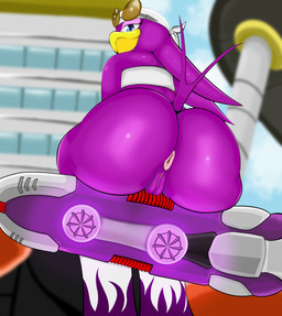 anthro anus big_butt butt eyewear female genitals goggles looking_at_viewer presenting presenting_vulva rear_view solo technology vulva wide_hips thehonestrival sega sonic_riders sonic_the_hedgehog_(series) wave_the_swallow avian bird hirundinid oscine passerine swallow_(bird) absurd_res hi_res