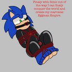 anthro ball_gag bdsm bondage bound bulge clothing feet gag latex latex_clothing latex_skinsuit male null restrained rope skinsuit solo spelling_error text tight_clothing toes anonymous_artist unknown_artist eggman_logo sega sonic_the_hedgehog_(series) sonic_the_hedgehog eulipotyphlan hedgehog mammal absurd_res english_text hi_res