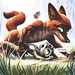anthro anthro_on_anthro anthro_penetrated anthro_penetrating anthro_penetrating_anthro duo_focus female female_penetrated feral flat_chested garden group love male male/female male_penetrating male_penetrating_female nude penetration romantic romantic_sex sex tail text tropical laguni disney zootopia judy_hopps nick_wilde ambient_arthropod ambient_butterfly ambient_insect arthropod butterfly canid canine fox insect lagomorph lepidopteran leporid mammal rabbit english_text painting_(artwork) watercolor_(artwork)