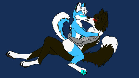 age_difference animal_genitalia anthro big_butt black_body black_fur black_hair black_nose blue_body blue_fur blush brown_eyes brown_pawpads butt cybernetic_arm cybernetic_limb eyes_closed femboy fur genitals hair holding_another kissing male male/male metal_arm narrowed_eyes nude nude_anthro nude_male on_lap pawpads penis prosthetic prosthetic_arm prosthetic_limb simple_background sitting_on_another sitting_on_lap tail teal_blush teal_pawpads teal_penis transparent_background white_body white_fur white_hair thealias0 celtic_ivanov daygon_pyre border_collie canid canine canis collie domestic_dog herding_dog hybrid mammal pastoral_dog sheepdog wolfdog 16:9 alpha_channel hi_res widescreen