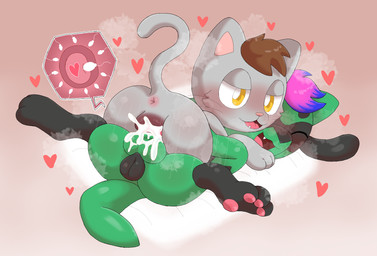 animal_genitalia animal_penis animal_vulva anus balls_deep bodily_fluids brown_hair canine_genitalia canine_penis canine_vulva cum cum_inside cutaway duo ejaculation excessive_cum excessive_genital_fluids eyes_closed fangs female female_on_top feral from_front_position fur genital_fluids genitals green_body green_fur grey_body grey_fur hair heart_symbol hug impregnation internal intersex intersex/female knot knot_root knotting looking_pleasured lying missionary_position on_back on_top open_mouth ovum penetration penis purple_hair sex sperm_cell tail tail_motion tailwag teeth vaginal vaginal_knotting vaginal_penetration whiskers yellow_eyes conditional_dnp frchpk nintendo pokemon dani_(danisaiah1) tiberius_magnus domestic_cat felid feline felis generation_4_pokemon mammal pokemon_(species) riolu 2025 hi_res